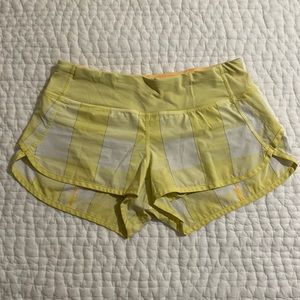 Yellow and white lulu shorts